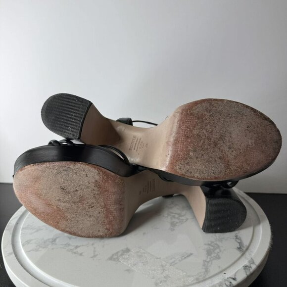 Schutz Kelsie Black Leather Chunky Platform Heels Y2K Sandals Size‎ 9.5B - Picture 7 of 8